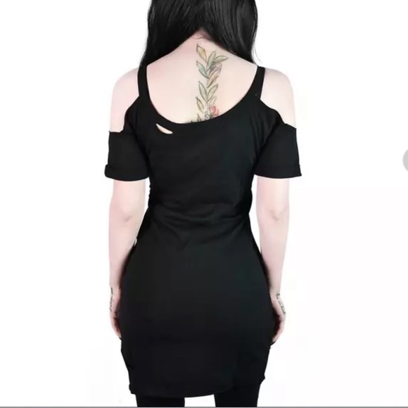 Killstar Gothic “Love Kills” Graphic Distressed Black Cotton Dress Medium. Rare! - Picture 3 of 5